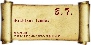 Bethlen Tamás névjegykártya